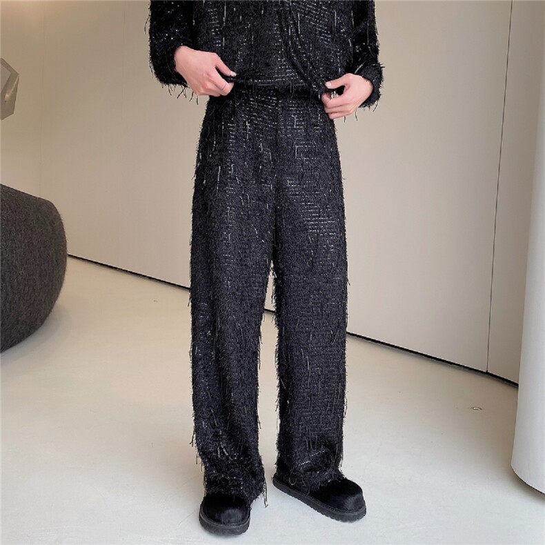 春季新款亮片流苏休闲裤男网红韩版长款高级感发型师319-1-P100,男装休闲裤,电商A345