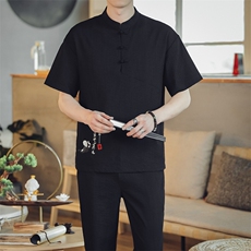 夏季套装男士两件套风复古唐装名族风T恤A334-TZ026-P60，男装民族服装，电商B339(原A334）