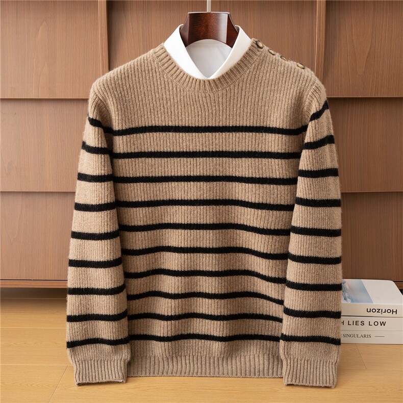 2025年秋季圆时尚百搭通勤简约休闲男款，男装羊毛衫，狄美羊绒