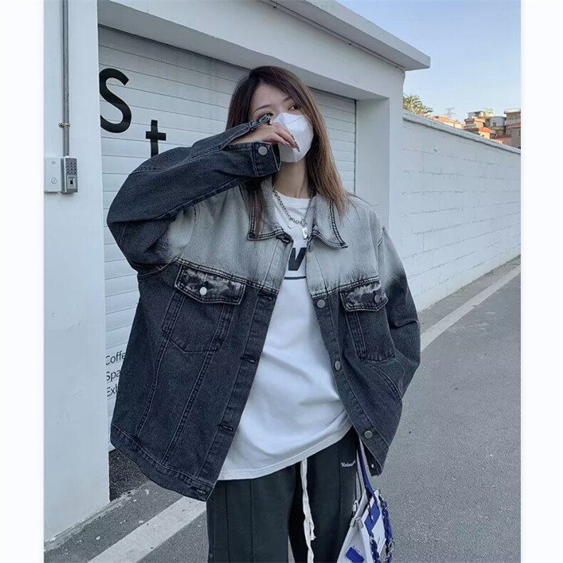 牛仔外套男女韩版潮流高街拼色2026春秋新款ins宽松夹克W4722-P57图片