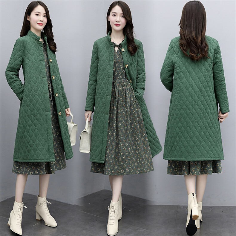2020年冬季时尚潮流棉麻外套+碎花连衣裙两件套,女装套装/套裙,香水丽阁