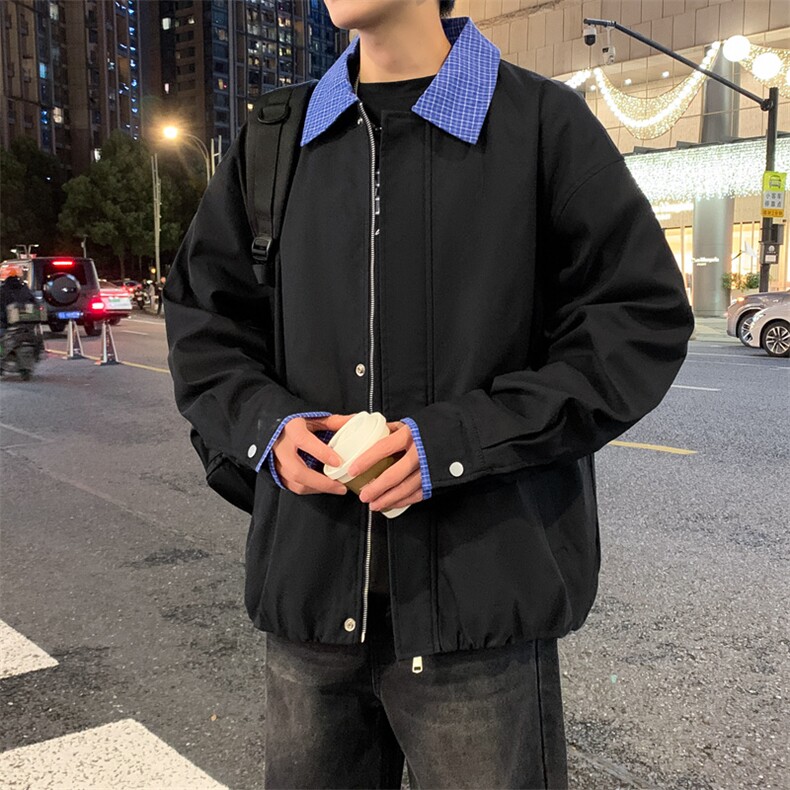 美式格子拼接cleanfit外套男设计感小众高级夹克JK265-P70,男装夹克,星座308B-2