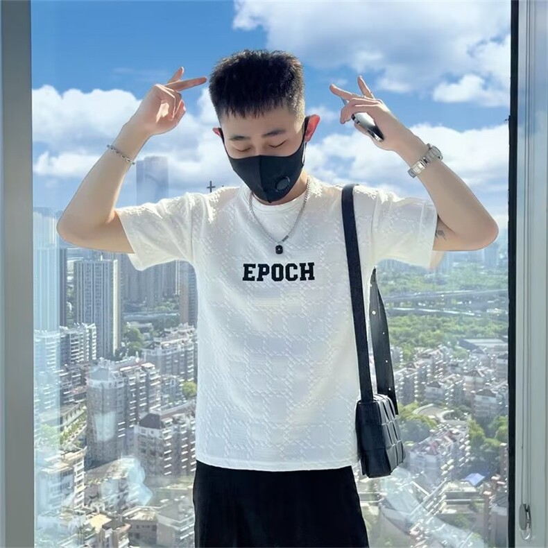 潮男短袖t恤夏季痞帅精神小伙体恤衫2023个性男士休闲上衣T221,男装T恤,星座1116A-2（原606A-1）