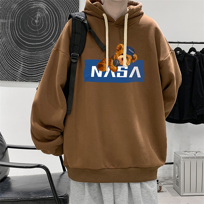 WY2247-P35加绒款-P40NASA纯棉连帽卫衣男大码运动帽衫宽松薄外套,男装卫衣,电商A040
