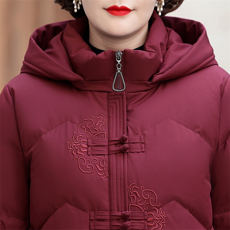 妈妈洋气羽绒服中年女新冬装白鸭绒棉袄中老年连帽外套时尚,男装羽绒服,电商B212（原钱塘6029）