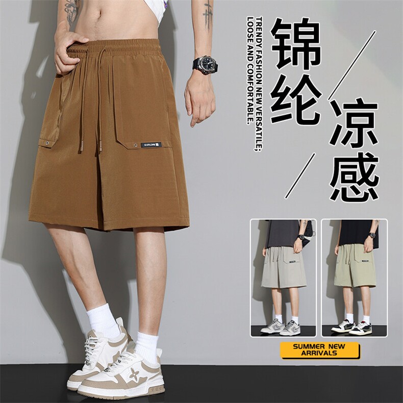 抖音品质直筒冰丝速干短裤男美式男女夏季A146-GY505特p35量大优,男装牛仔裤,HDA146