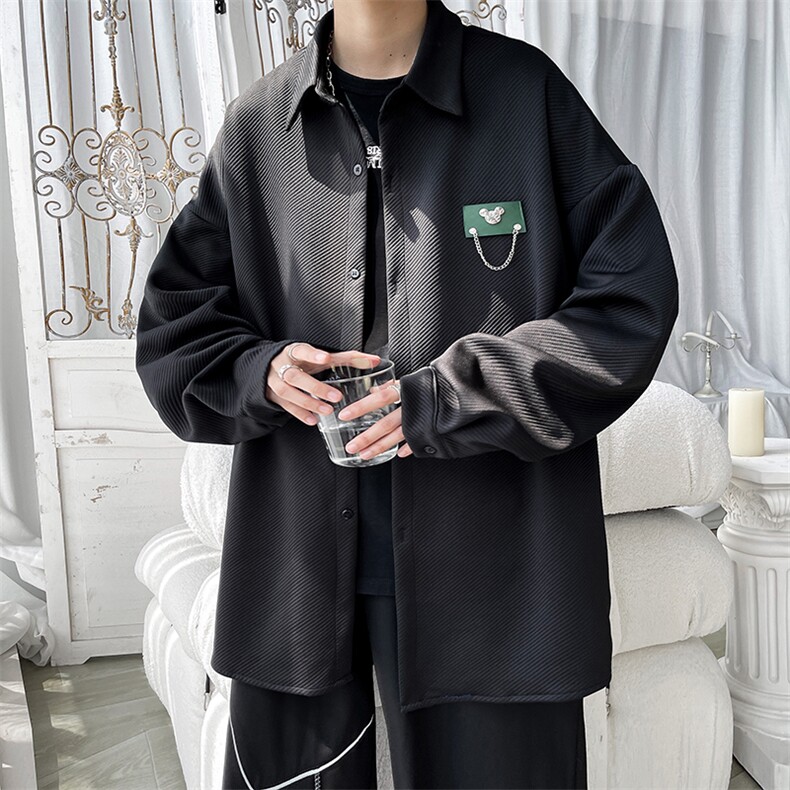 现货港风宽松长袖衬衫男KD500-P50,男装衬衫,电商D312-1