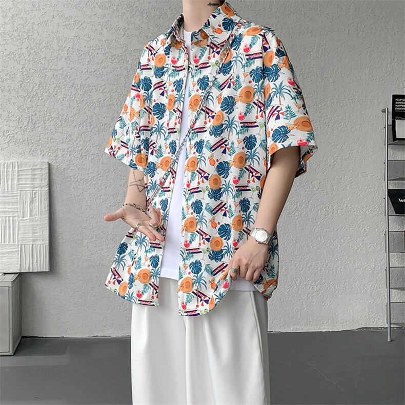 8XL-M花衬衫男短袖夏季薄款冰丝半袖宽松大码休闲外套DC28008P38,男装T恤,电商B312