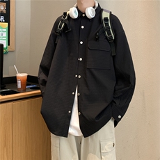 秋款港风咖啡厅小方格纯色衬衫A247-S90P45控68，男装衬衫，电商A247