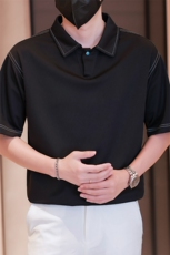夏男翻领POLO衫拼色男休闲宽松休闲衬衣小伙A236-82570-P50，男装T恤，电商A236
