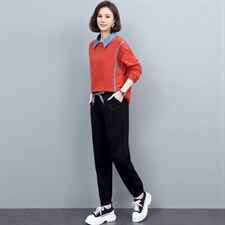 长期现货，拼接假两件卫衣女百搭新款女装套装，女装套装/套裙，涵誉