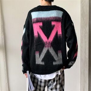 秋冬韩版渐变色箭头情侣毛衣宽松潮流个性套头针织衫QT805-P75图片