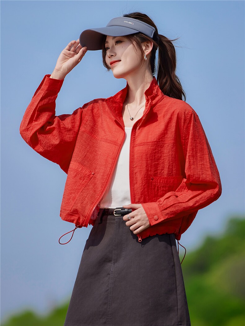 现货2026夏季新款轻薄透气时尚宽松休闲莱赛尔常规夏季女士短外套,女装防晒衣,靓衣阁