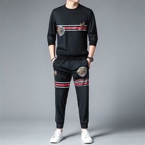 SXL9621秋季2023年新款男士长袖长裤修身休闲时尚卫衣套装P155图片