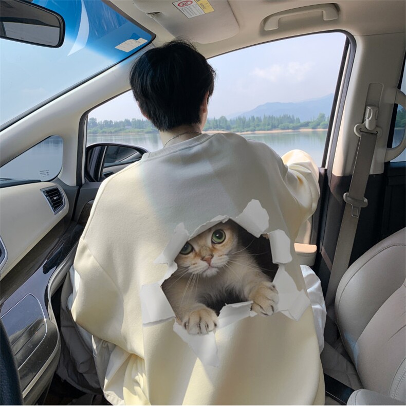 2025秋季新款可爱猫咪印花卫衣连帽仿棉wycm5002-特批28-控49,男装卫衣,星座605(原A050)