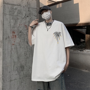 港风男装T恤创意印花短袖男2025夏季百搭纯棉情侣体恤T2434-P28图片