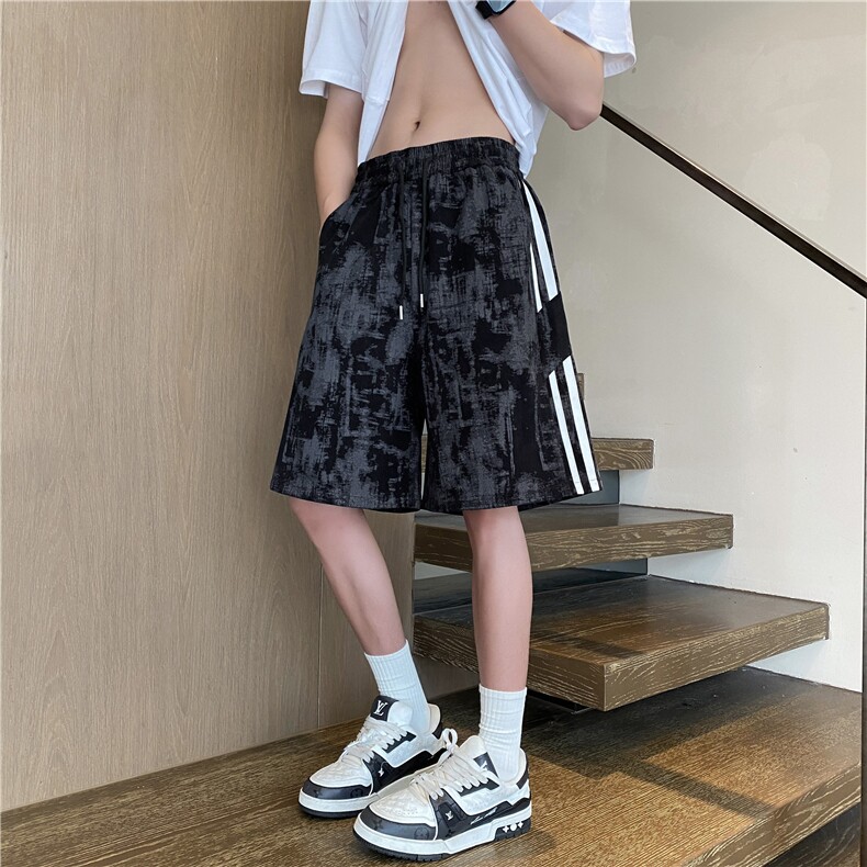 抖音品质夏季新款潮流扎染条纹宽松短裤B315-K25796-特p25控48,男装休闲裤,电商B315