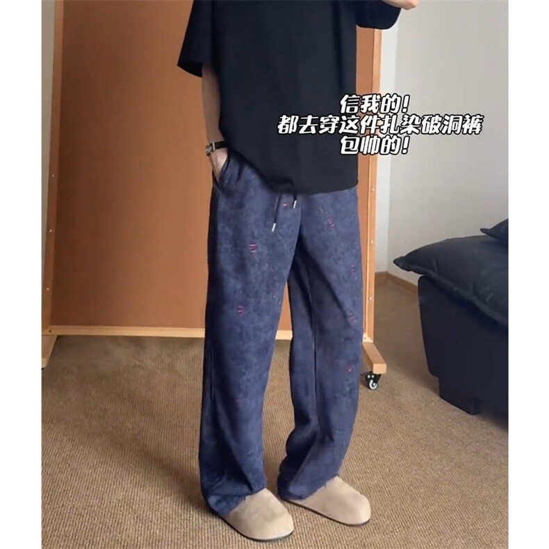 现货抖音破洞设计感复古卫裤610A-1-LYC20 常规P39 加绒P45图片