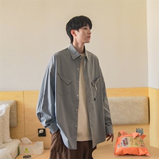 B225-C6094-P47-X59-流苏衬衫-斜口挂绳子衬衫-聚酯纤维，男装衬衫，电商B225