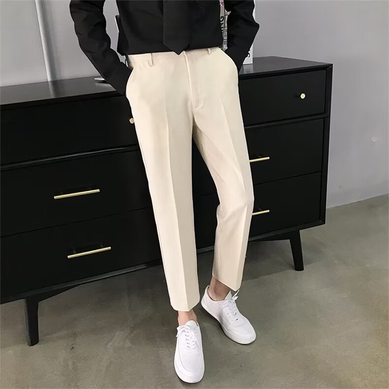 轻熟风韩版垂感小西裤男潮流九分男士商务休闲烫痕直筒西装裤K11,男装西裤,星座1116A-2（原606A-1）