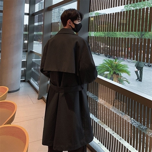 2025春长款风衣 DF275-TP75108 韩风宽松中长款双排扣外套男图片