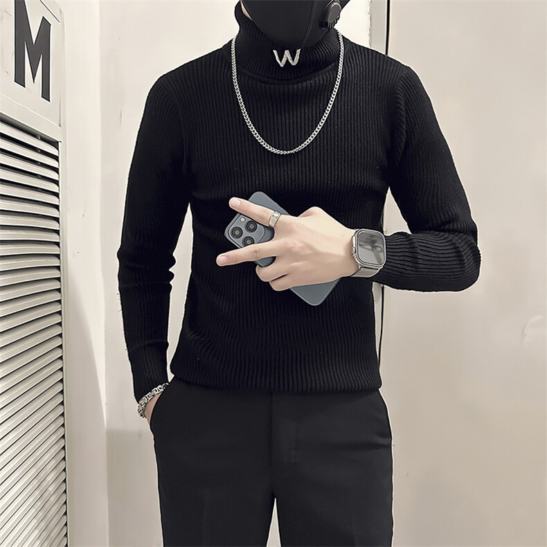 痞帅男士高翻领套头打底毛衣社会小伙店主风301C-M55-特P38控58，男装T恤，星座301C（原B323）