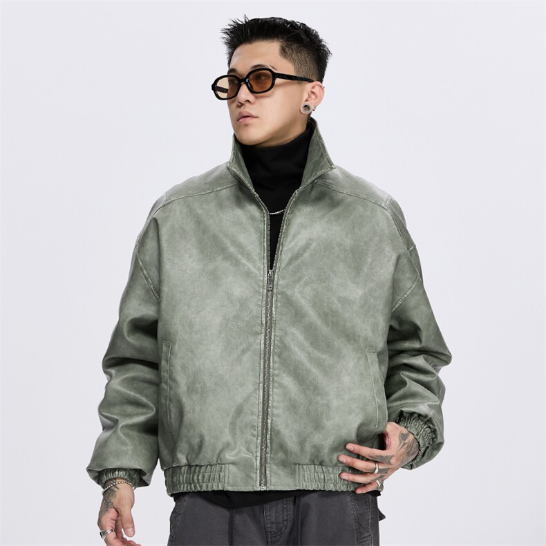 美式复古翻领夹克潮牌皮衣夹克宽松外套A436-983-P145188,男装夹克,电商A436