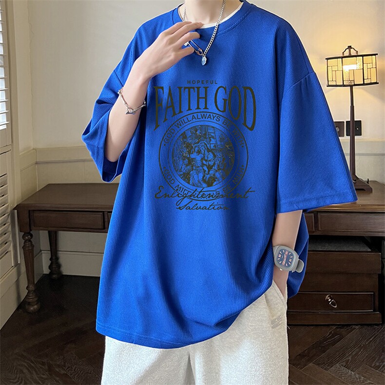 华夫格t恤男短袖男大码五分袖大皂风HT73388-P22,男装T恤,电商A040