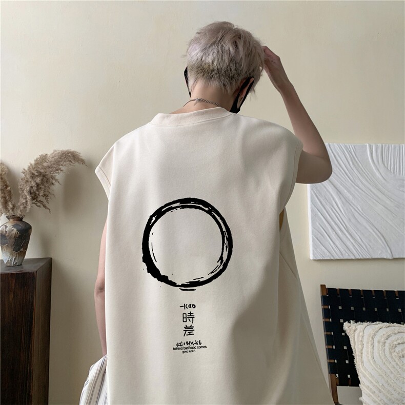 2025新款重磅高品质纯棉无袖坎肩背心 时差印花BX17特P18图片