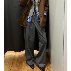 前分褶宽腿凉感西裤XZ610A-1-YKX003-P58图片