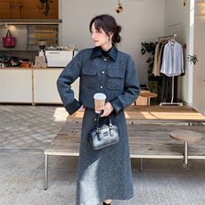 【冬日新品】翻领撞色大口袋白鸭绒毛呢套装2D148-A358-P260-K385，女装套装/套裙，2D148