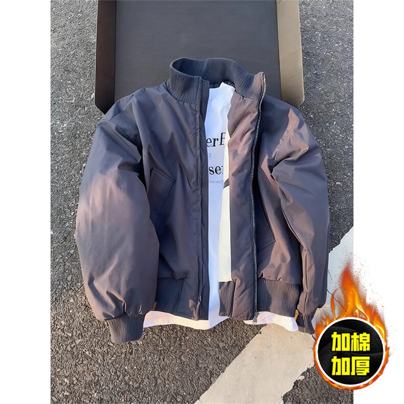 现货冬季美拉德立领飞行夹克廓形高街棒球服加棉加厚棉衣外套，男装夹克，电商A486-1