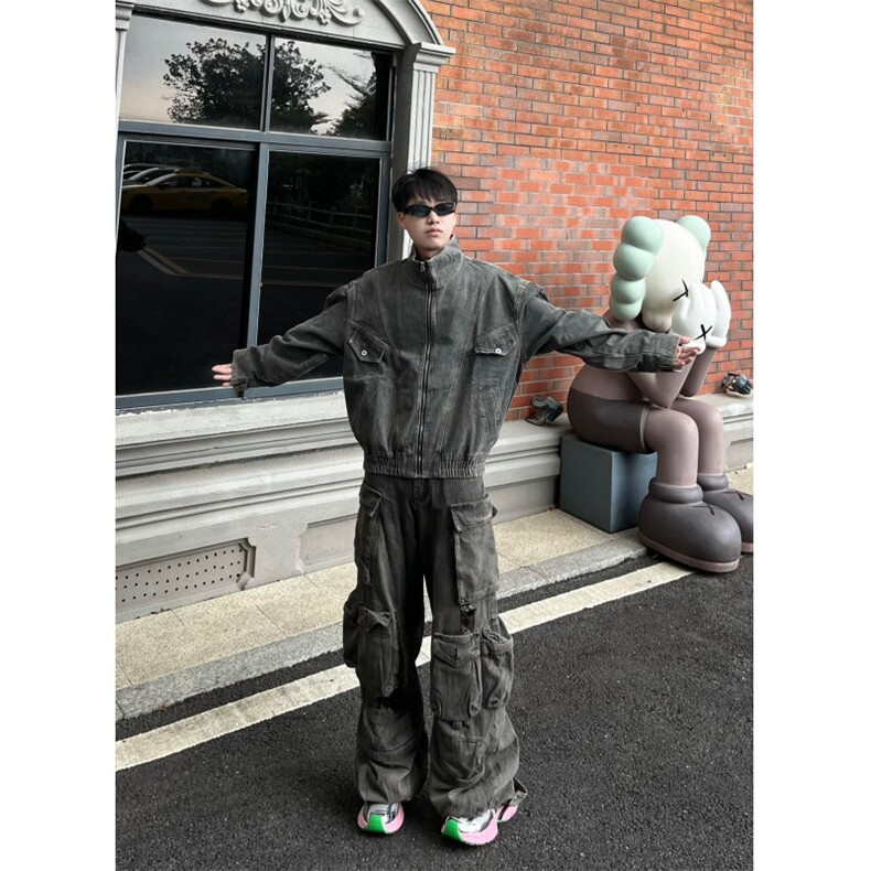 网络图现货秋冬男装时尚休闲男夹克牛仔外套潮男RJK8634-P90图片