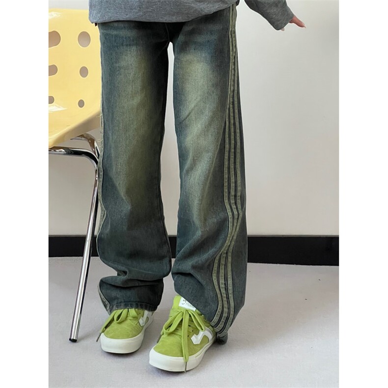 【有货】三条杠牛仔裤美式oversize裤子高街直筒阔腿K901LL-特45,男装牛仔裤,星座1007（原301D）