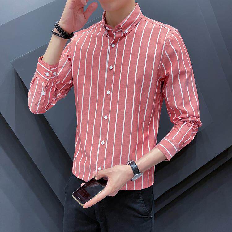 新款牛津纺男士条纹长袖衬衫青年休闲韩版衬衣AK55--p25，男装衬衫，星座102C-1(原星座100)