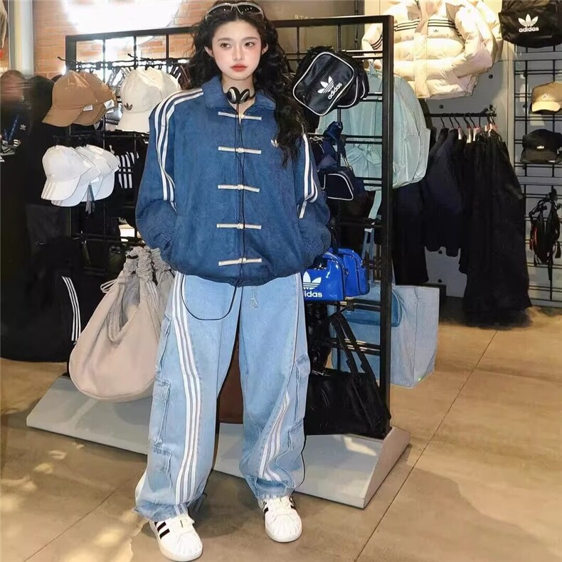 麂皮绒风盘扣外套男女棒球服三条杠运动开衫夹克卫衣,男装夹克,四季星座505