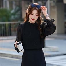 BAO现货2026春季新款时尚气质优雅立体织花减龄显瘦长袖百搭衬衣，女装衬衫，时尚俏佳人