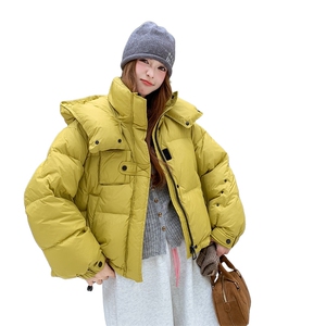 时尚短款羽绒服女2025冬季新款加厚连帽保暖白鸭绒外套图片