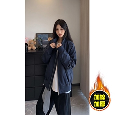 现货冬季美拉德立领飞行夹克廓形高街棒球服加棉加厚棉衣外套，男装夹克，电商A486-1