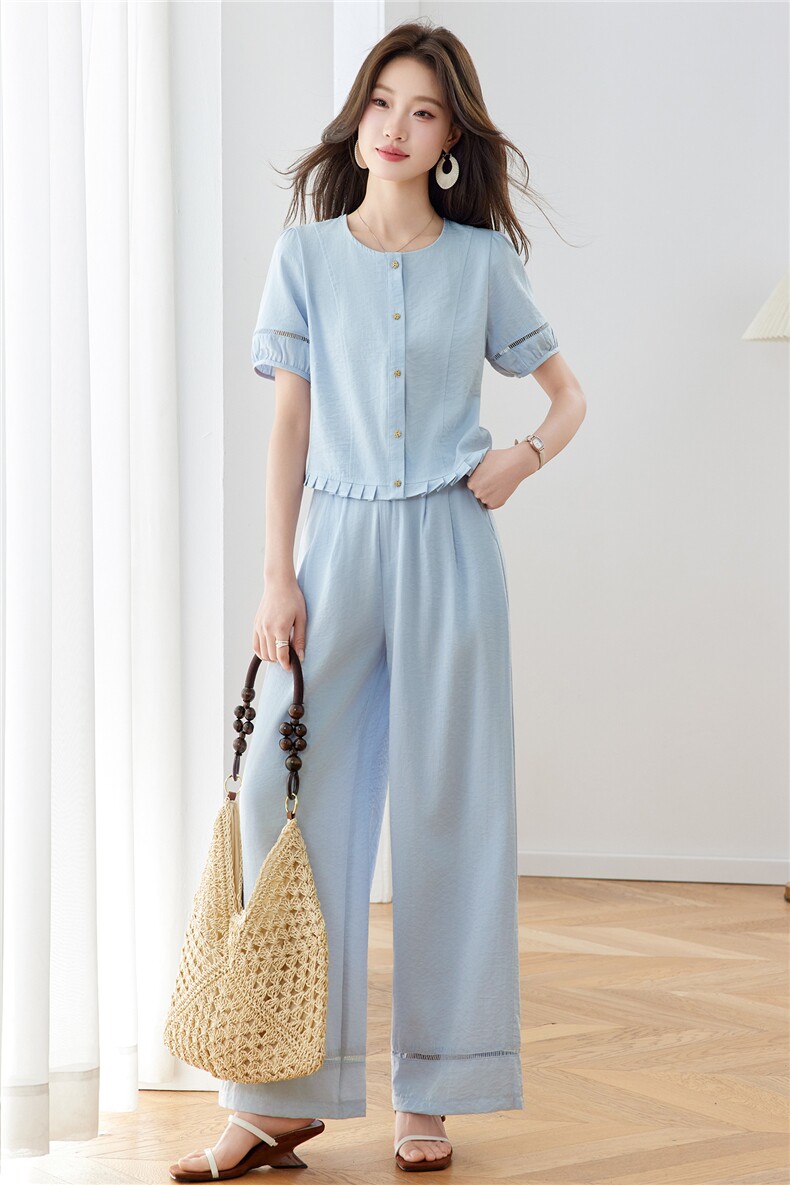 现货2026年夏季时尚休闲套装女夏季新款设计感两件套,女装套装/套裙,沐七七