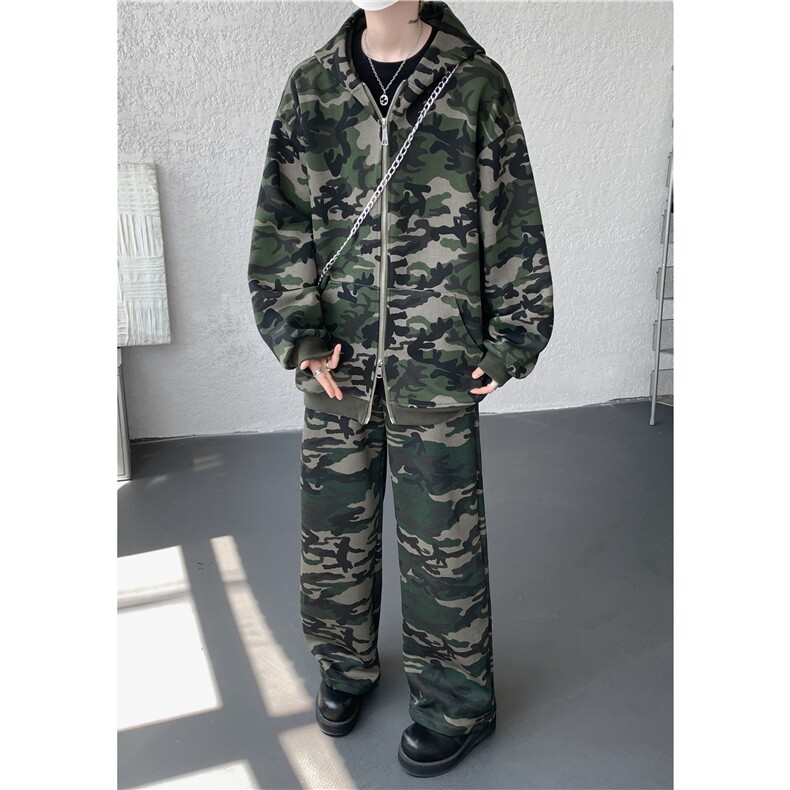 25秋季打工人卫衣卫裤棉街头时尚重磅迷彩套装TZ01/P108,男装休闲套装,电商B318