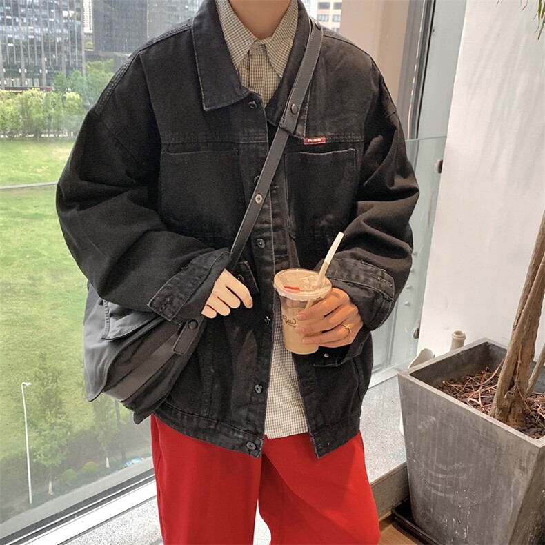 男装牛仔外套2026秋季港风笑脸印花男生翻领夹克XZ514-2-N88-P88,男装工装外套,星座514-2(原B239)