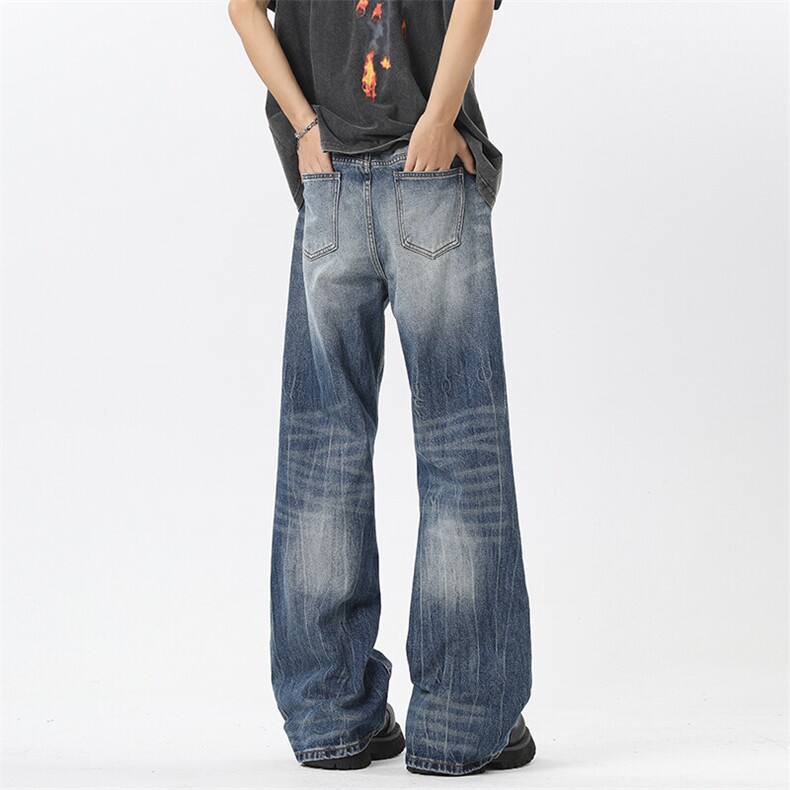 2026春季新款无影墙大码闪电纹微喇牛仔裤M-5XGK24720-特P40,男装牛仔裤,电商A022