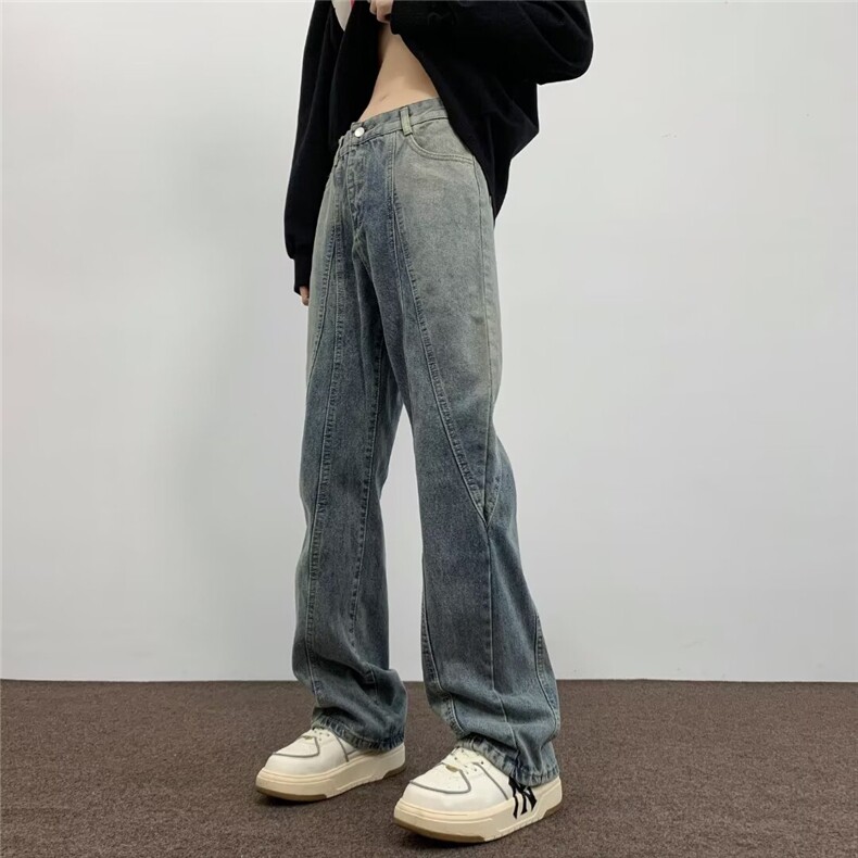 新款港风美式高街ins潮牌直筒休闲牛仔裤男N08222-P48,男装牛仔裤,星座308B-1