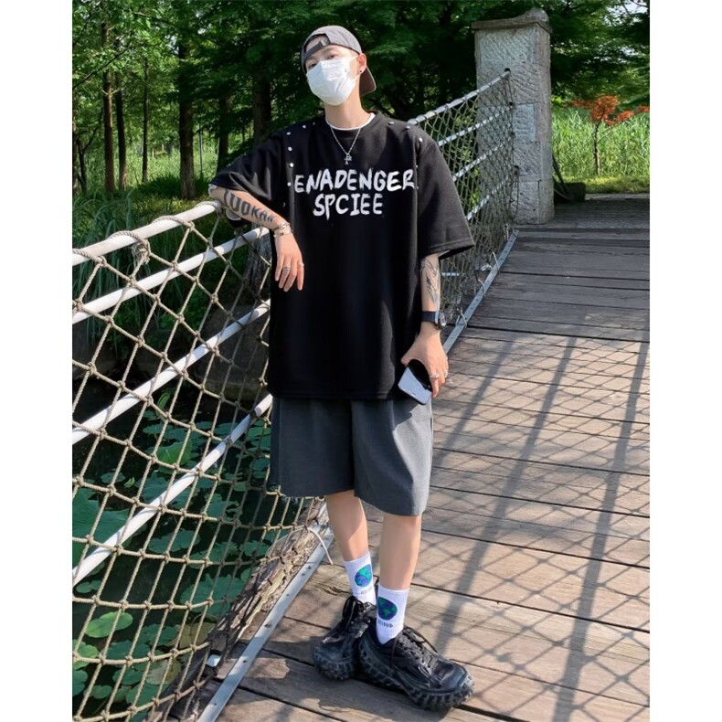 高街T恤男韩版潮流短袖字母帅2023夏季新款ins宽松体恤ST197-P32,男装T恤,星座412-3