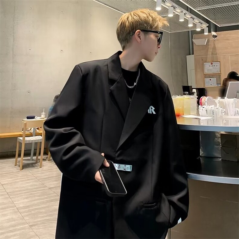 西服男韩版潮流垫肩美式高街帅气2025秋冬季新款ins外套W5353-P69，男装西服，星座412