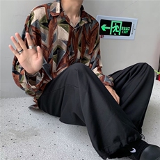印花衬衫男士百搭宽松上衣韩版潮流痞帅休闲衬衣CS164-P30，男装衬衫，星座208-5