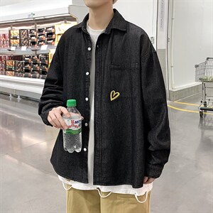 长袖牛仔衬衫男港风日系外套C6101P47,男装衬衫,星座1116-2