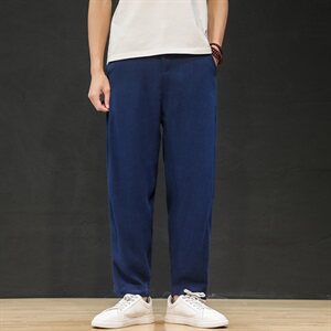 夏季薄款亚麻裤男中国风大码哈伦棉麻阔腿裤灯笼裤K031-1-p65图片