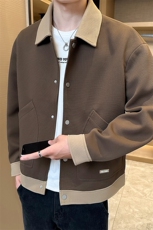 高端毛呢工装翻领呢子针织拼色夹克外套男DS-A329-JK2336-P105，男装夹克，电商A329